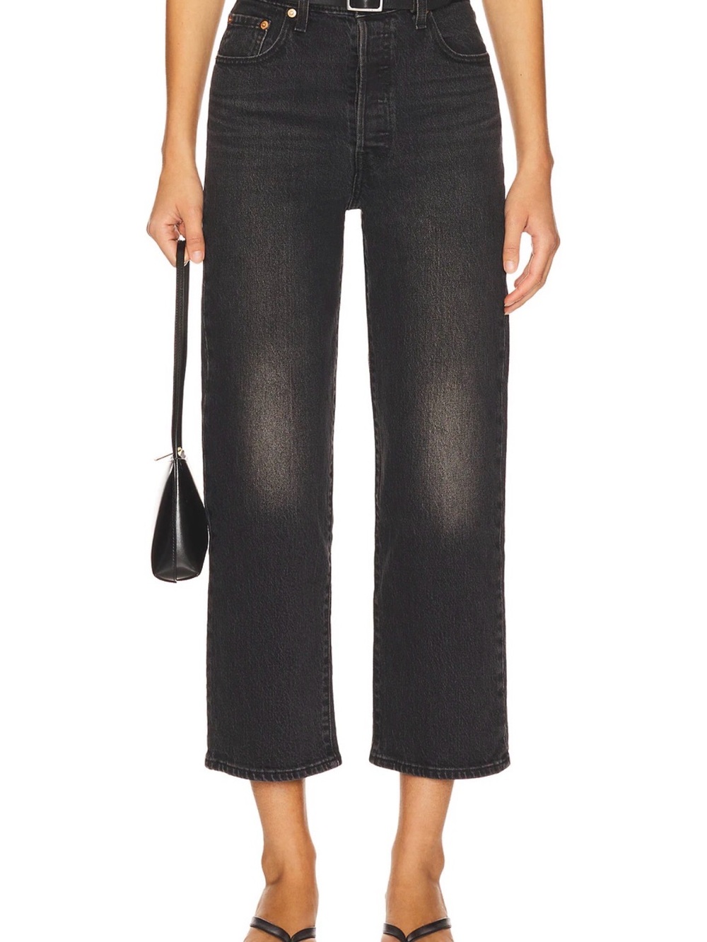 Levi's Black High-Rise Cropped Straight Jeans